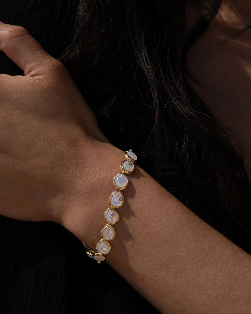 Awe Inspired Bracelets Organic Pearl Gemstone Tennis Bracelet