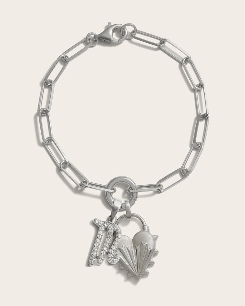 Awe Inspired Bracelets Spiked Heart Zodiac Charm Bracelet