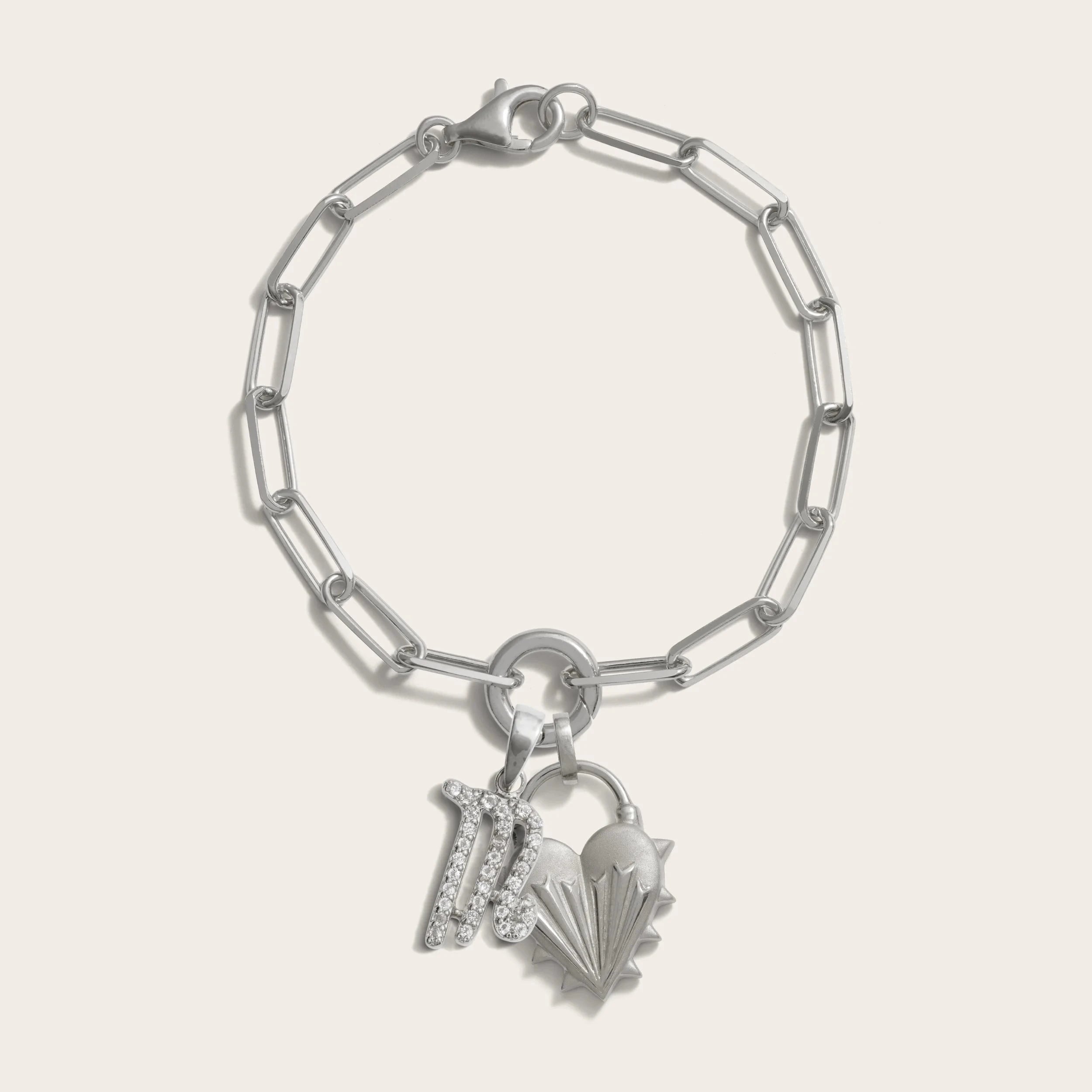 Awe Inspired Bracelets Spiked Heart Zodiac Charm Bracelet