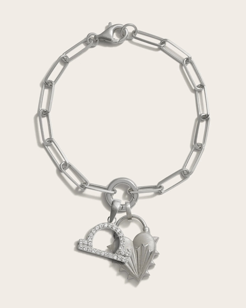 Awe Inspired Bracelets Spiked Heart Zodiac Charm Bracelet