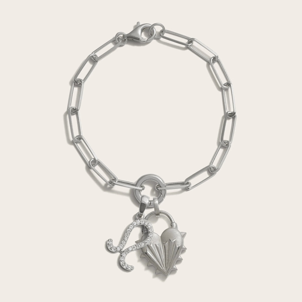 Awe Inspired Bracelets Spiked Heart Zodiac Charm Bracelet