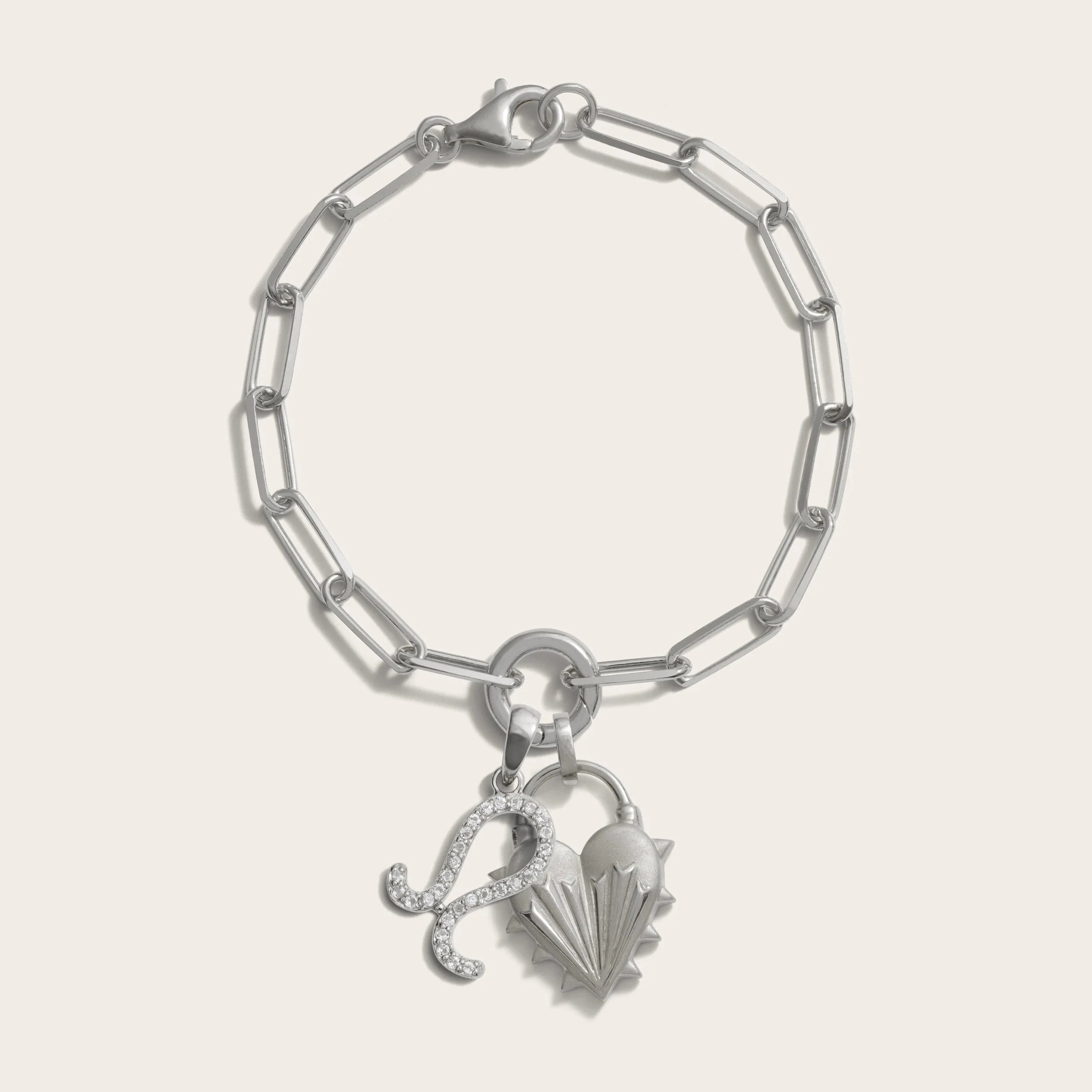 Awe Inspired Bracelets Spiked Heart Zodiac Charm Bracelet