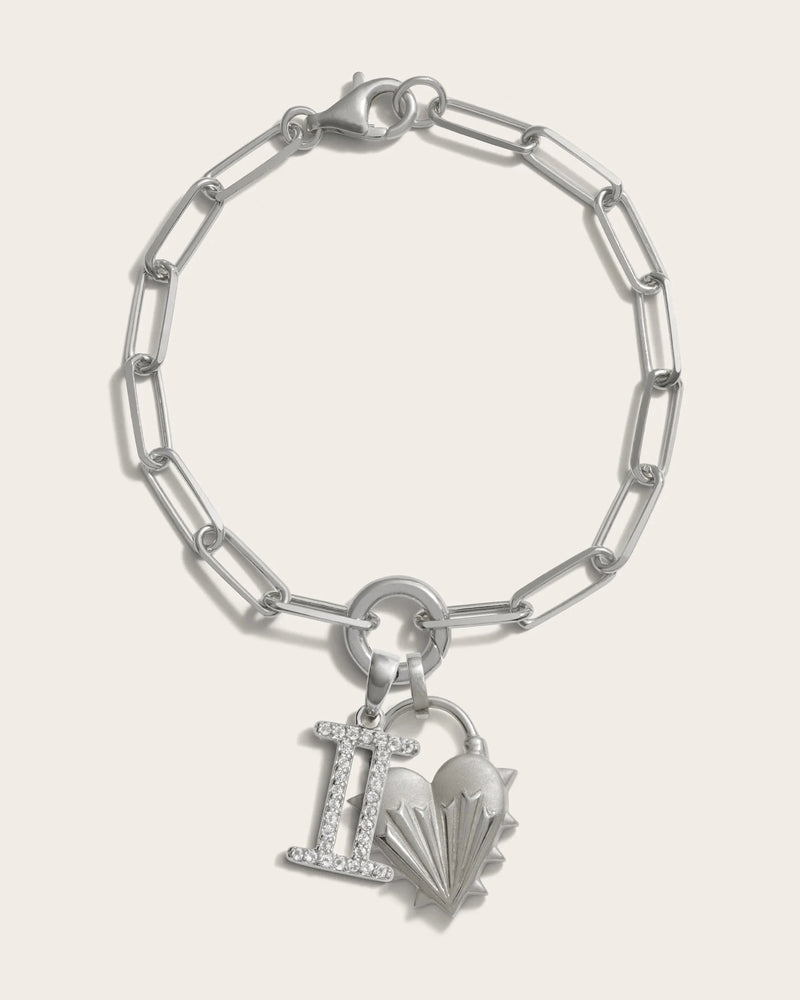 Awe Inspired Bracelets Spiked Heart Zodiac Charm Bracelet