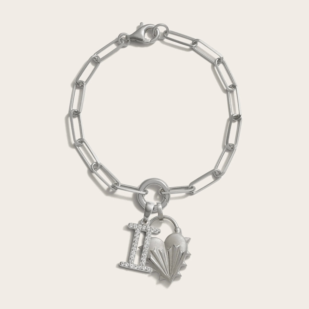 Awe Inspired Bracelets Spiked Heart Zodiac Charm Bracelet