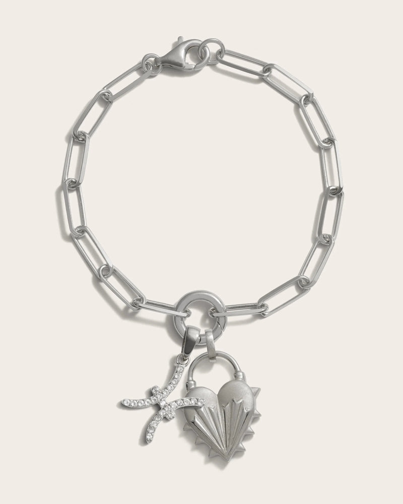 Awe Inspired Bracelets Spiked Heart Zodiac Charm Bracelet