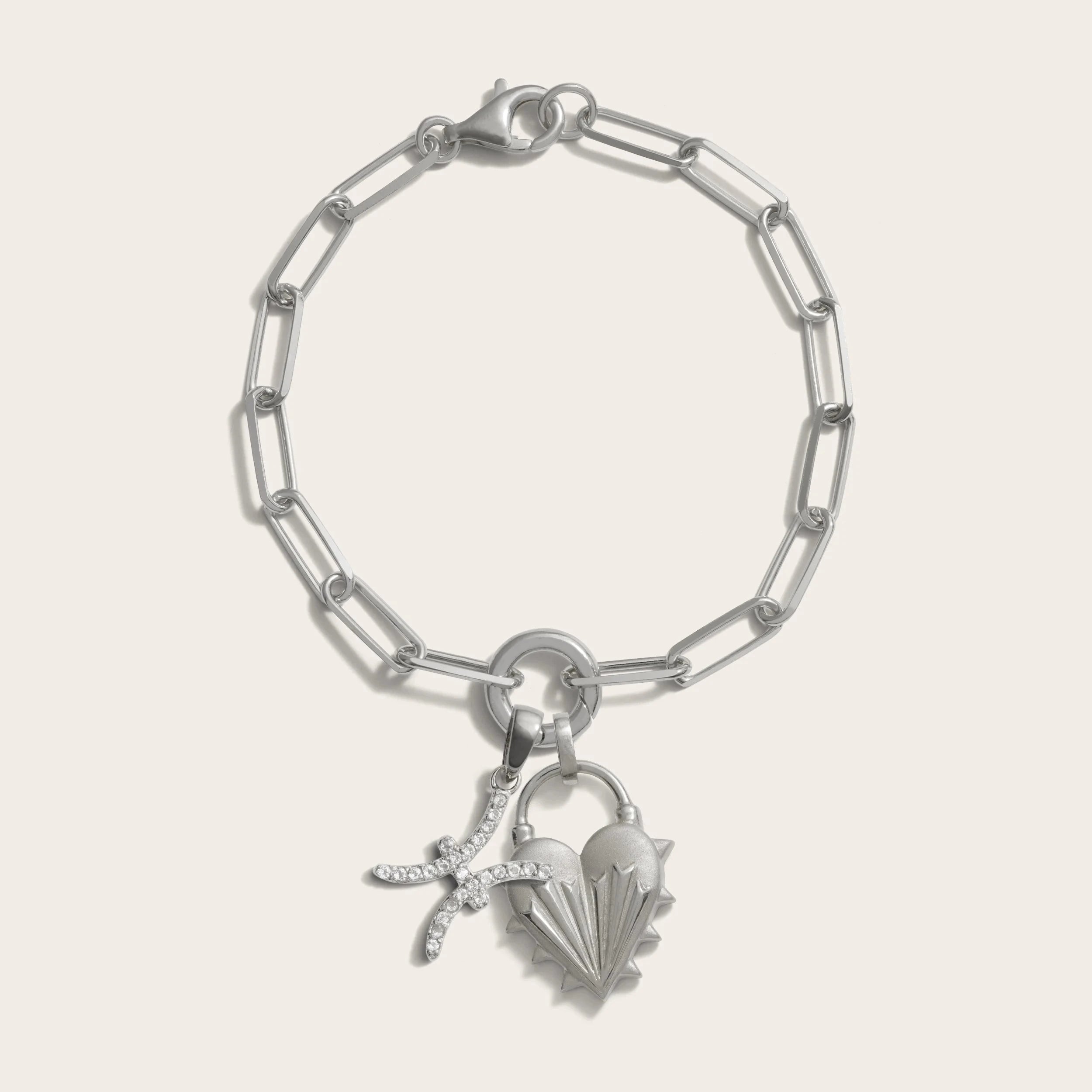 Awe Inspired Bracelets Spiked Heart Zodiac Charm Bracelet