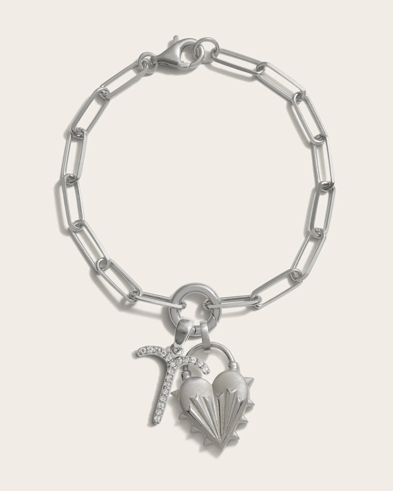 Awe Inspired Bracelets Spiked Heart Zodiac Charm Bracelet