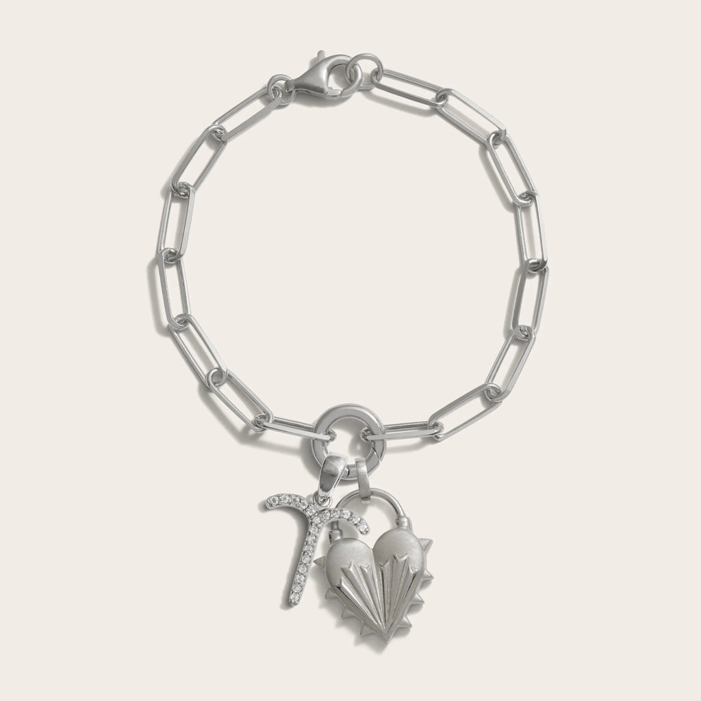 Awe Inspired Bracelets Spiked Heart Zodiac Charm Bracelet
