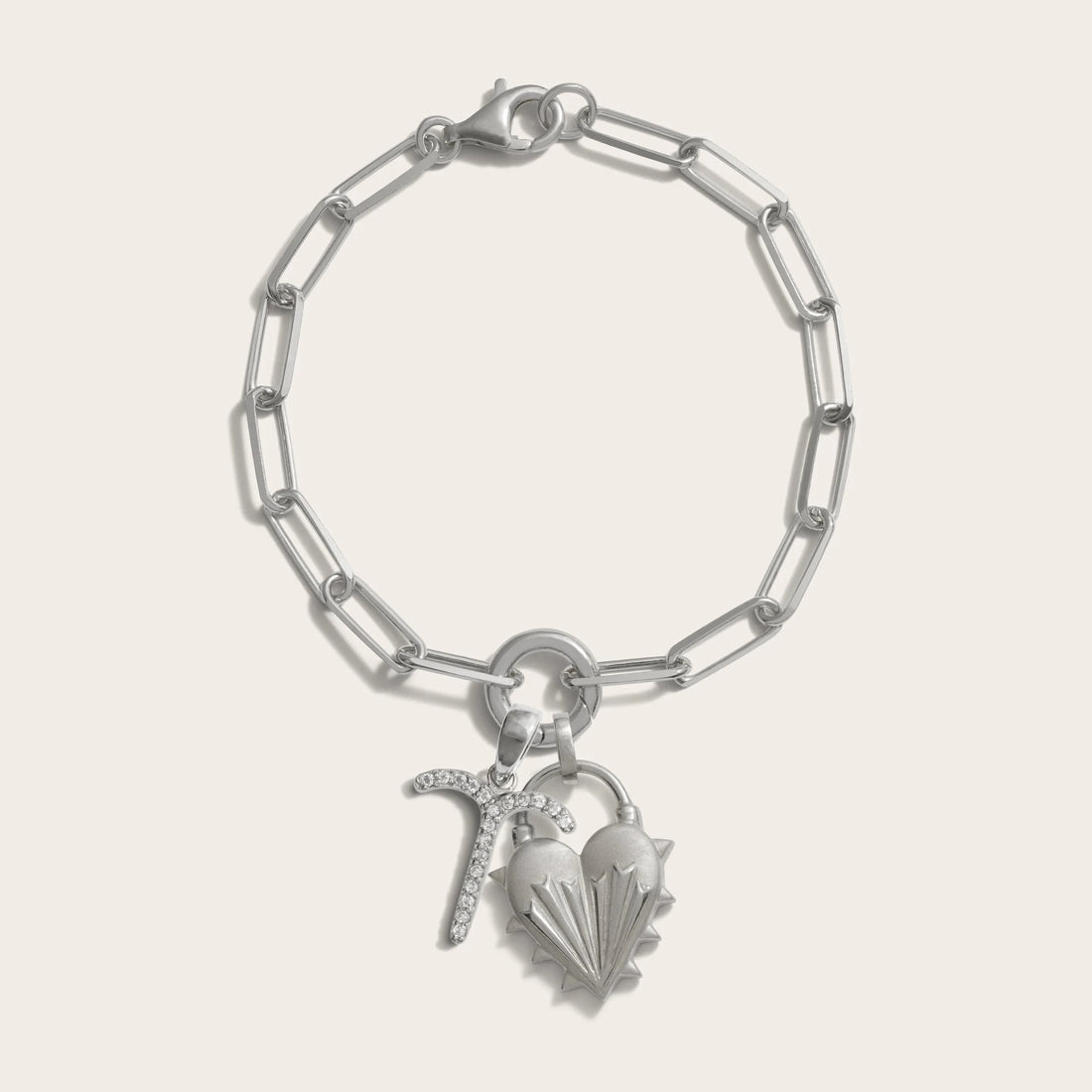 Awe Inspired Bracelets Spiked Heart Zodiac Charm Bracelet