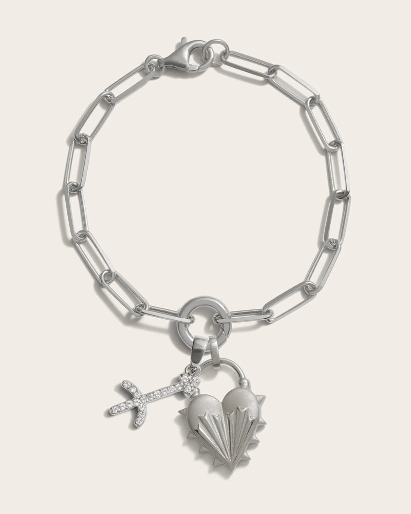 Awe Inspired Bracelets Spiked Heart Zodiac Charm Bracelet