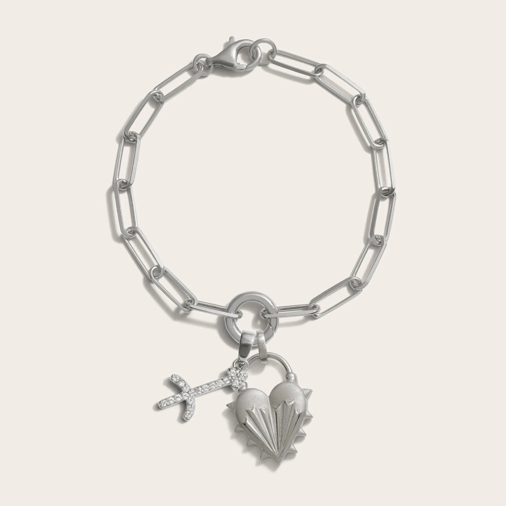 Awe Inspired Bracelets Spiked Heart Zodiac Charm Bracelet
