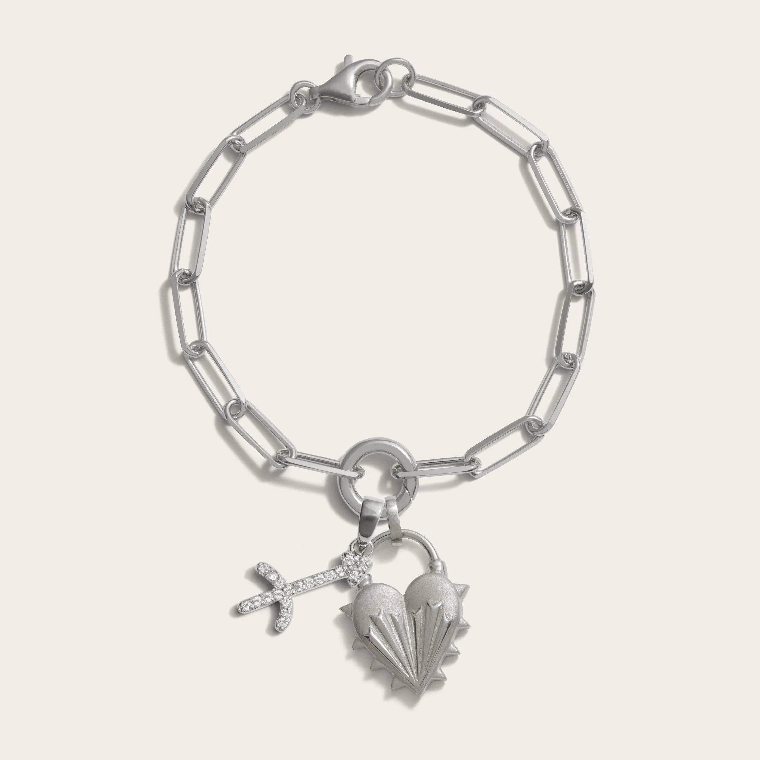 Awe Inspired Bracelets Spiked Heart Zodiac Charm Bracelet