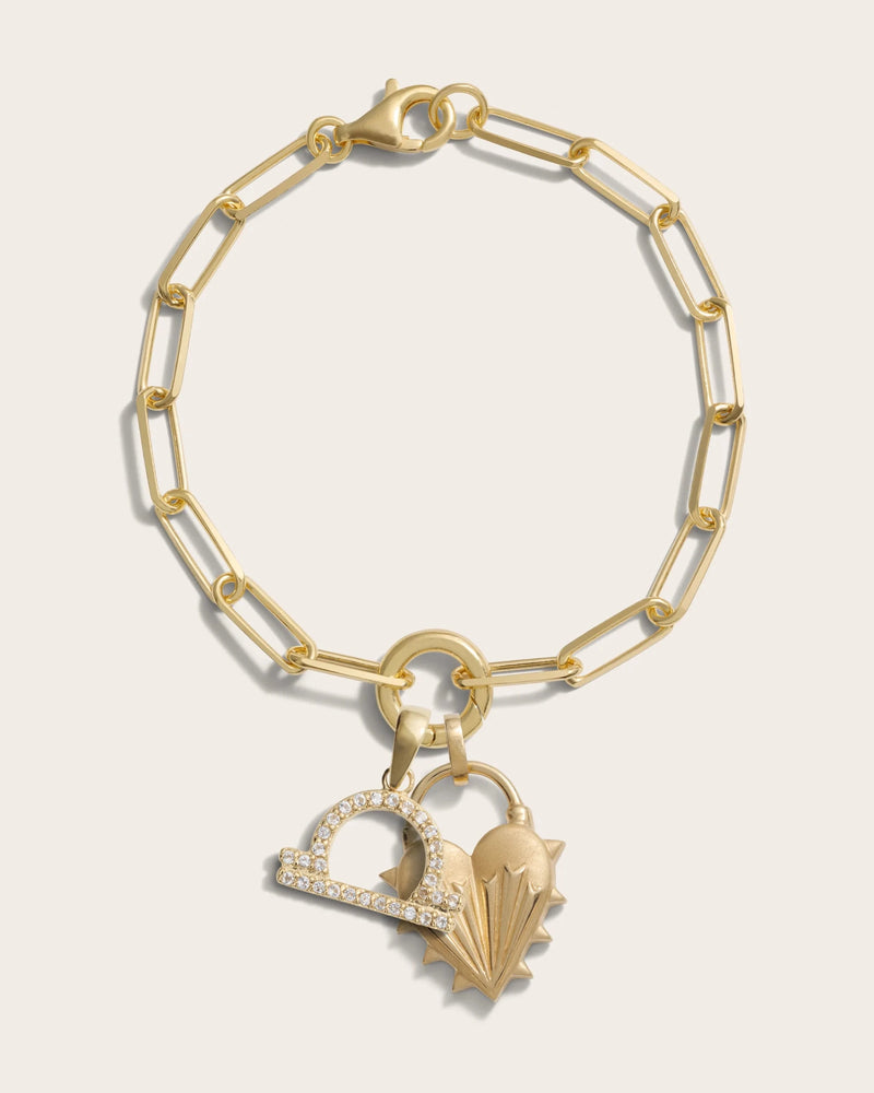 Awe Inspired Bracelets Spiked Heart Zodiac Charm Bracelet