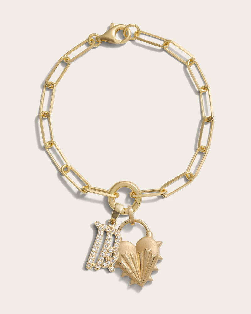 Awe Inspired Bracelets Spiked Heart Zodiac Charm Bracelet