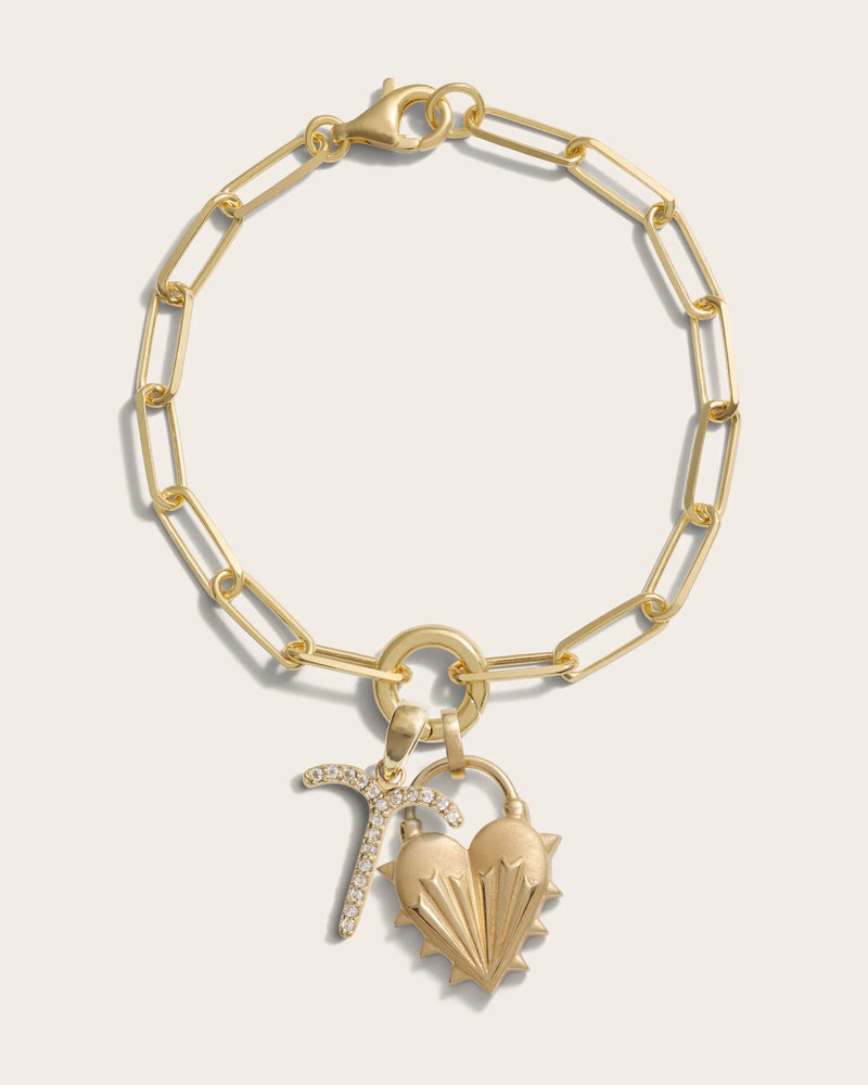 Awe Inspired Bracelets Spiked Heart Zodiac Charm Bracelet