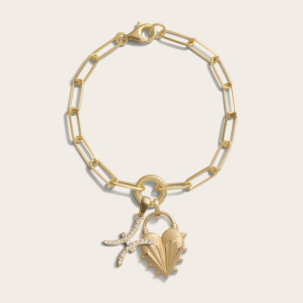 Awe Inspired Bracelets Spiked Heart Zodiac Charm Bracelet