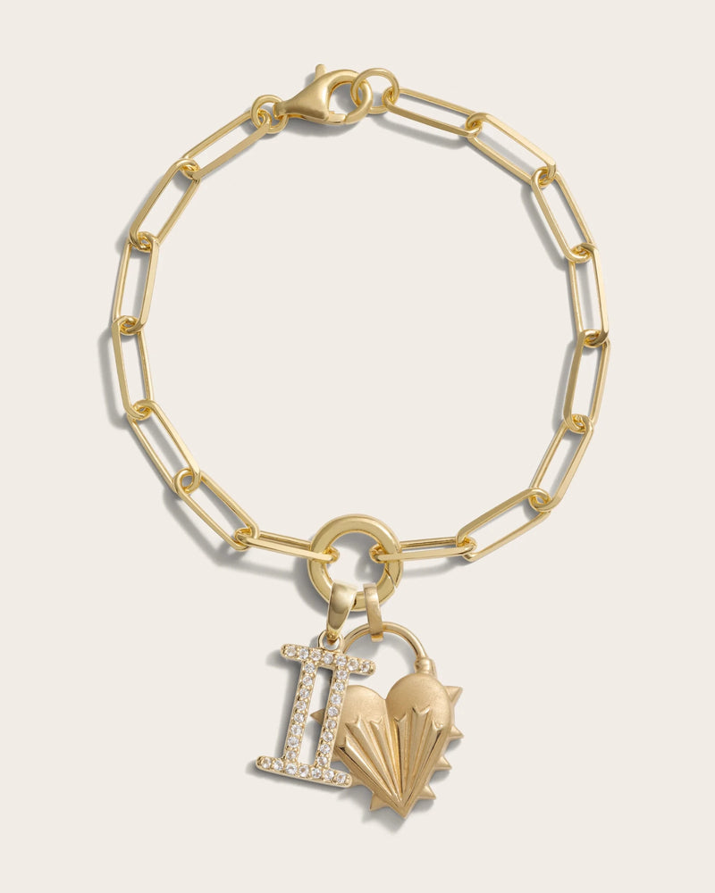 Awe Inspired Bracelets Spiked Heart Zodiac Charm Bracelet