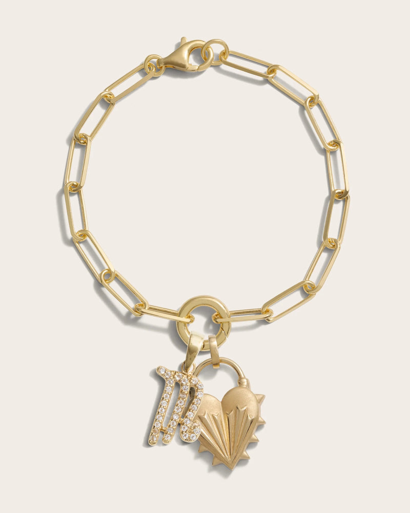 Awe Inspired Bracelets Spiked Heart Zodiac Charm Bracelet