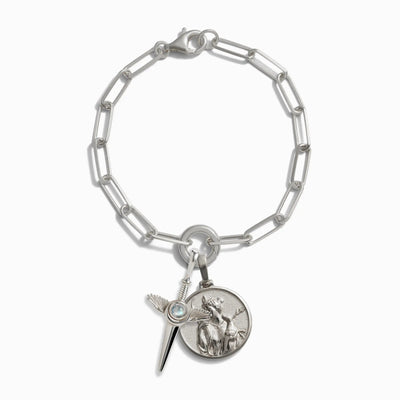 Awe Inspired Bracelets Sterling Silver Artemis and Flying Dagger Charm Bracelet