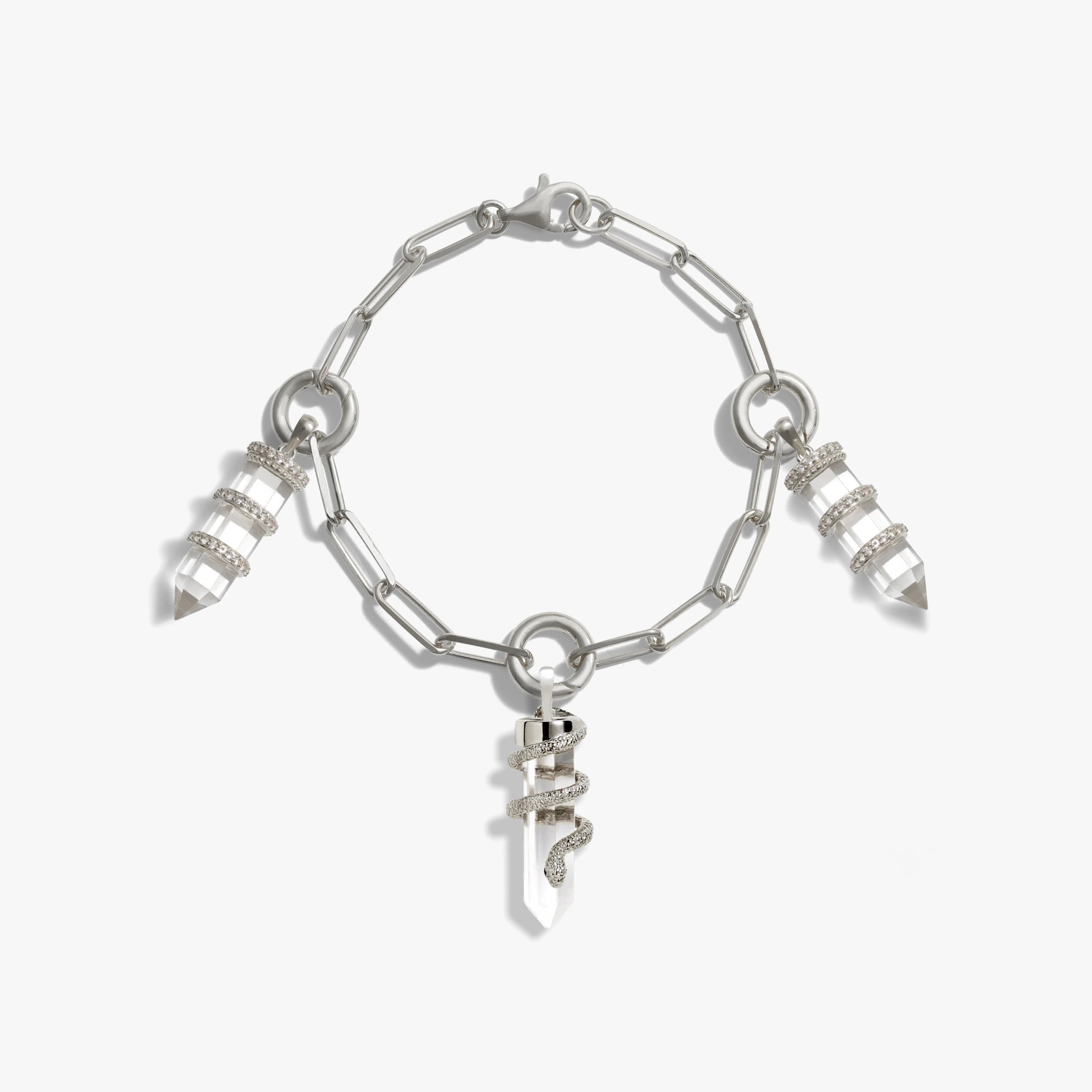 Awe Inspired Bracelets Sterling Silver Guardian's Crystal Charm Bracelet