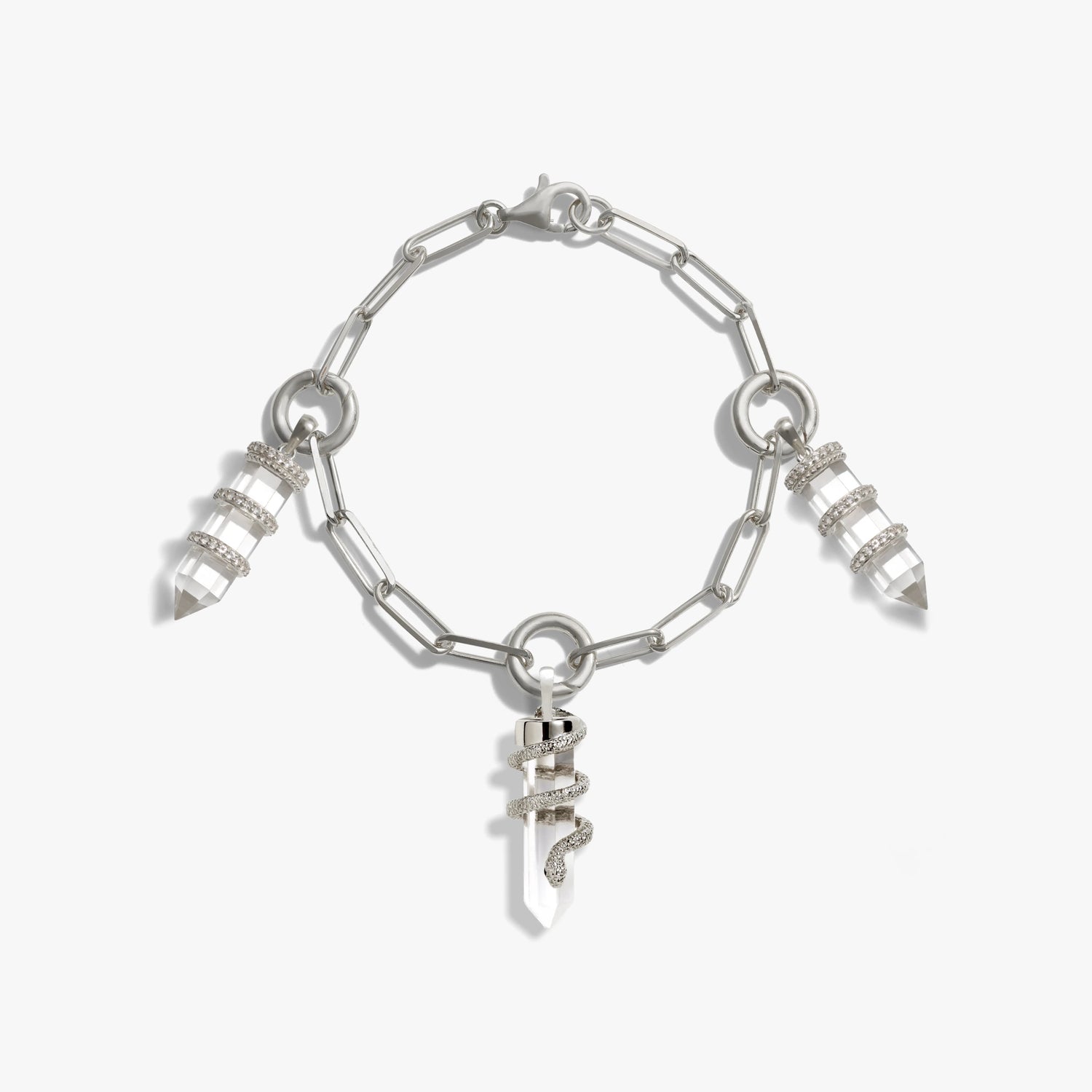 Awe Inspired Bracelets Sterling Silver Guardian's Crystal Charm Bracelet