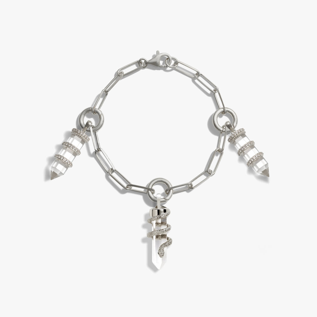 Awe Inspired Bracelets Sterling Silver Guardian's Crystal Charm Bracelet