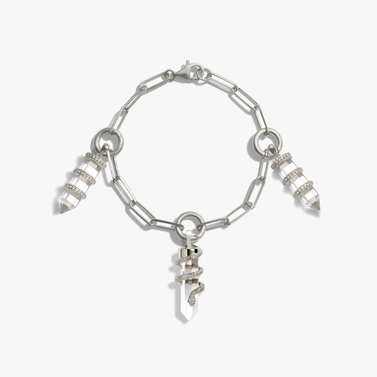 Awe Inspired Bracelets Sterling Silver Guardian's Crystal Charm Bracelet