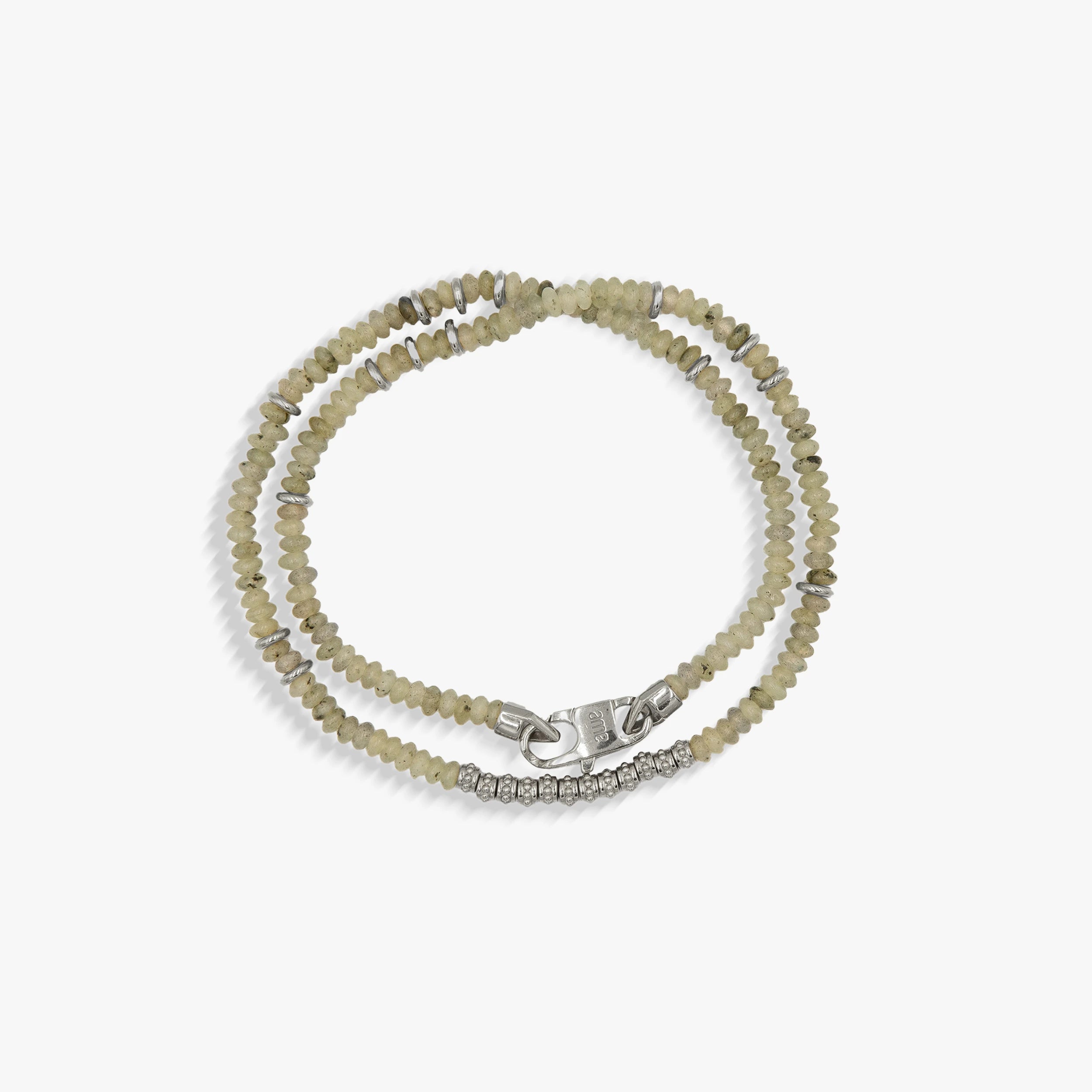 Awe Inspired Bracelets Sterling Silver Labradorite Heishi Double Wrap Bracelet