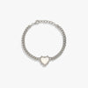 Awe Inspired Bracelets Sterling Silver Mother of Pearl Heart Cuban Bracelet