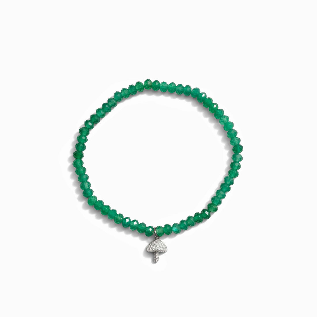 Awe Inspired Bracelets Sterling Silver Mushroom Green Onyx Beaded Bracelet