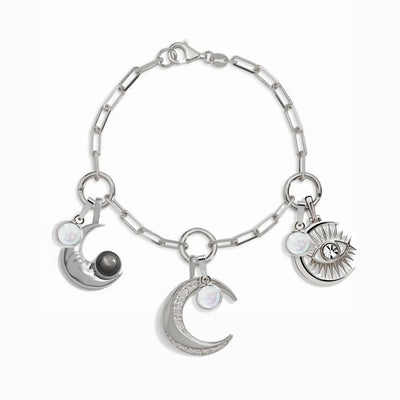 Awe Inspired Bracelets Sterling Silver Triple Moon Charm Collector Bracelet