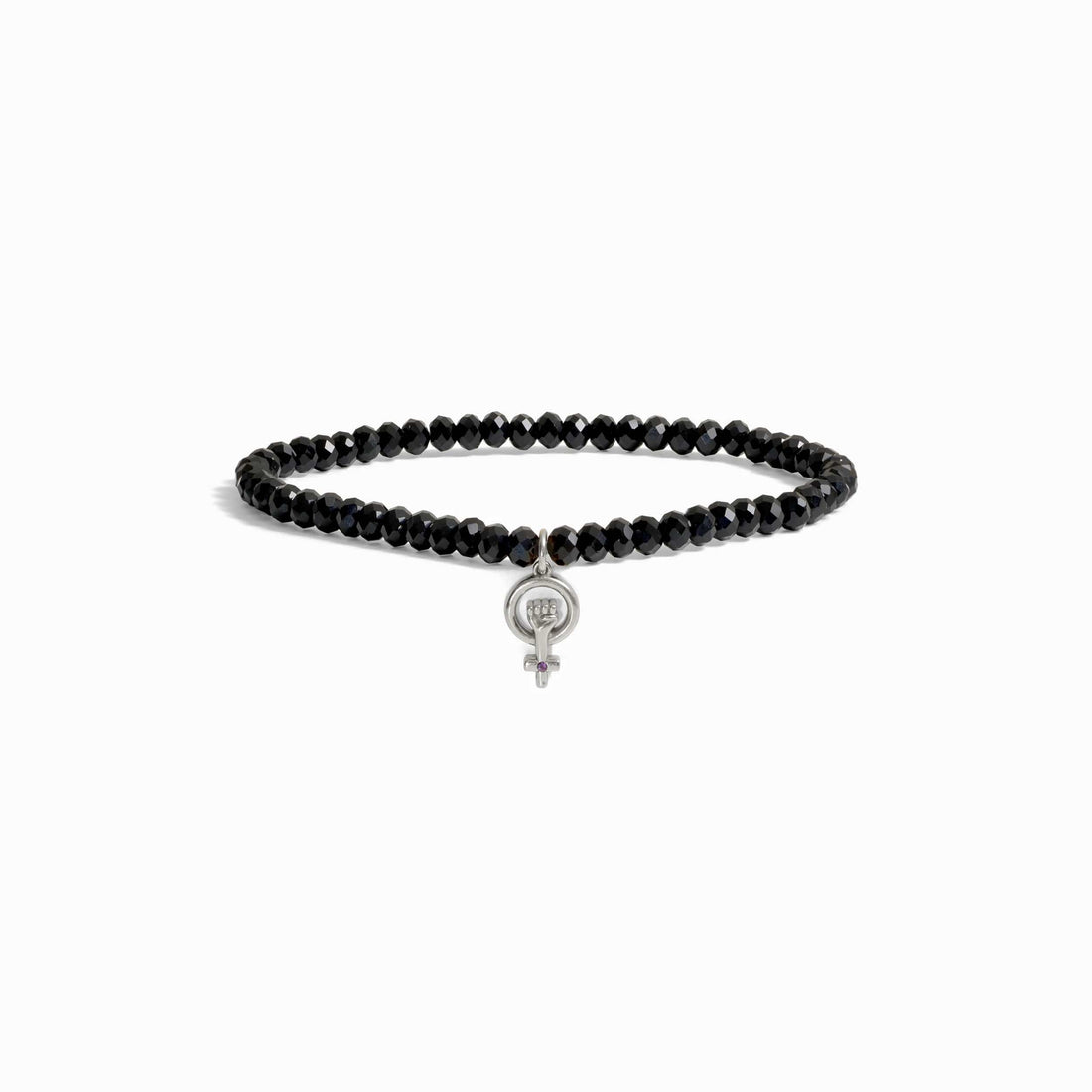 Awe Inspired Bracelets Sterling Silver Woman Power Onyx Beaded Bracelet