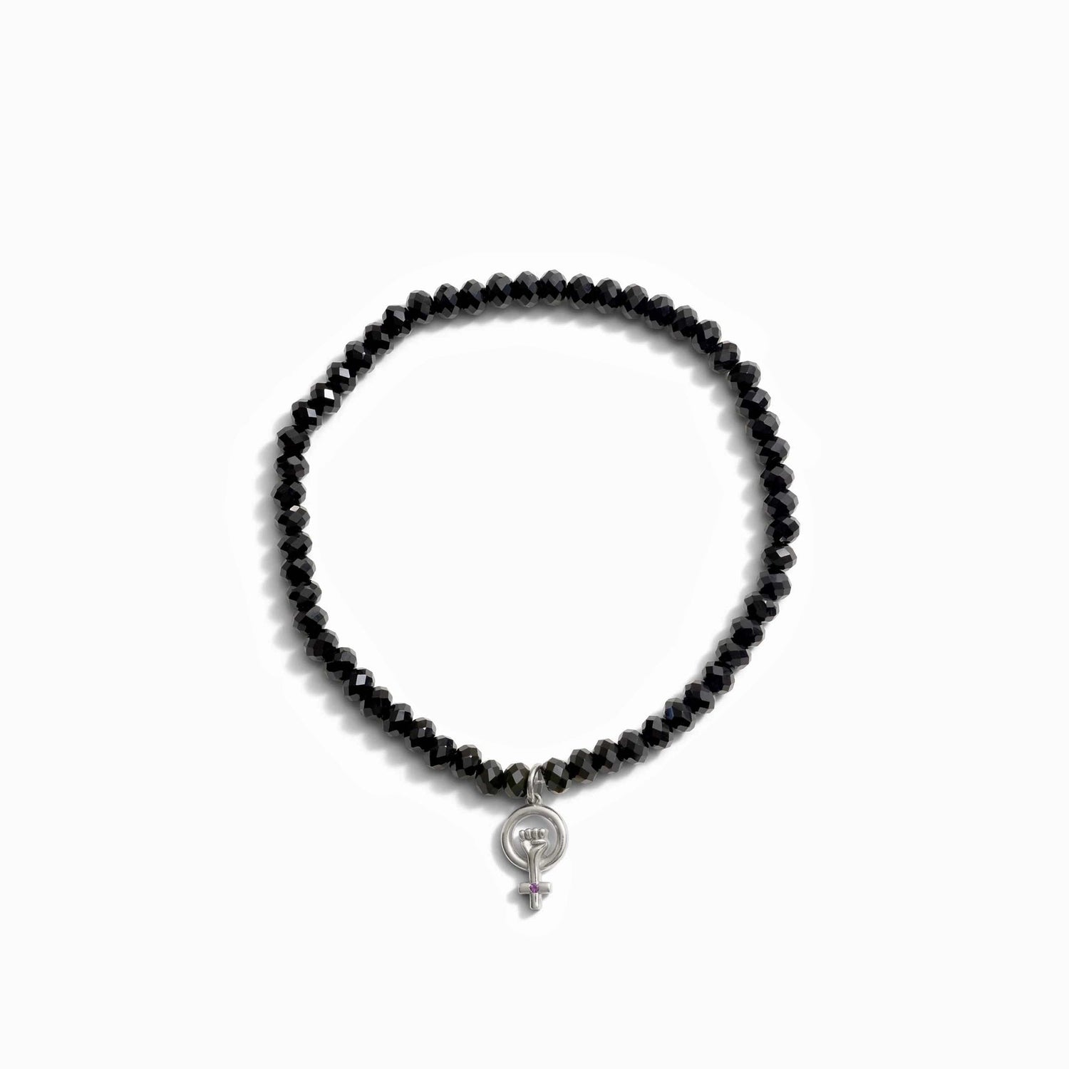 Awe Inspired Bracelets Sterling Silver Woman Power Onyx Beaded Bracelet