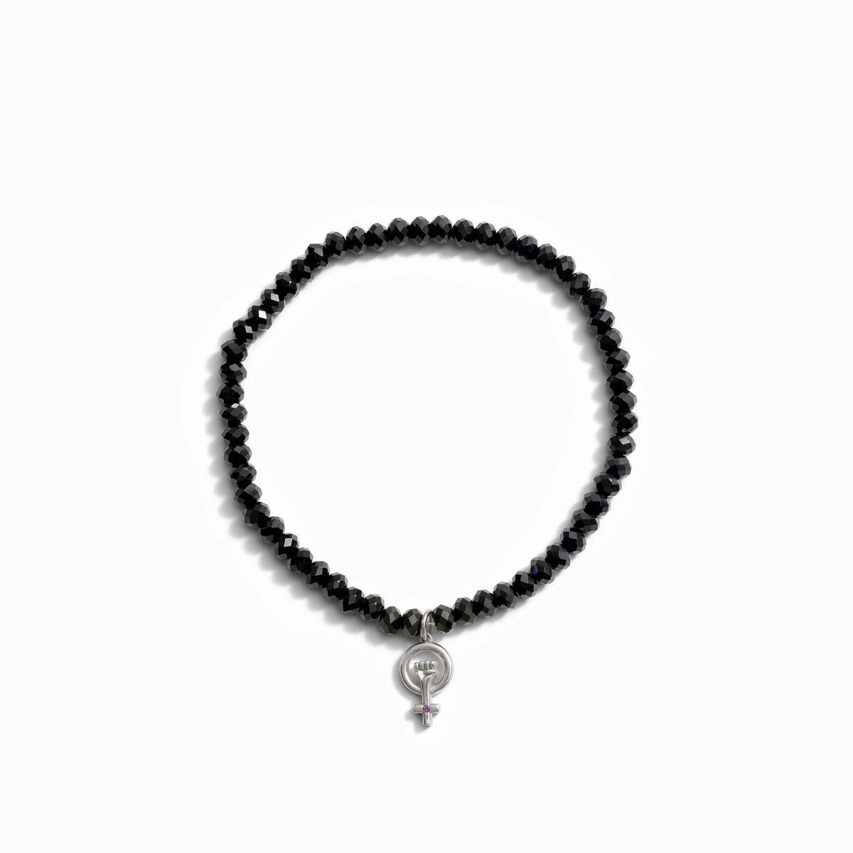 Awe Inspired Bracelets Sterling Silver Woman Power Onyx Beaded Bracelet