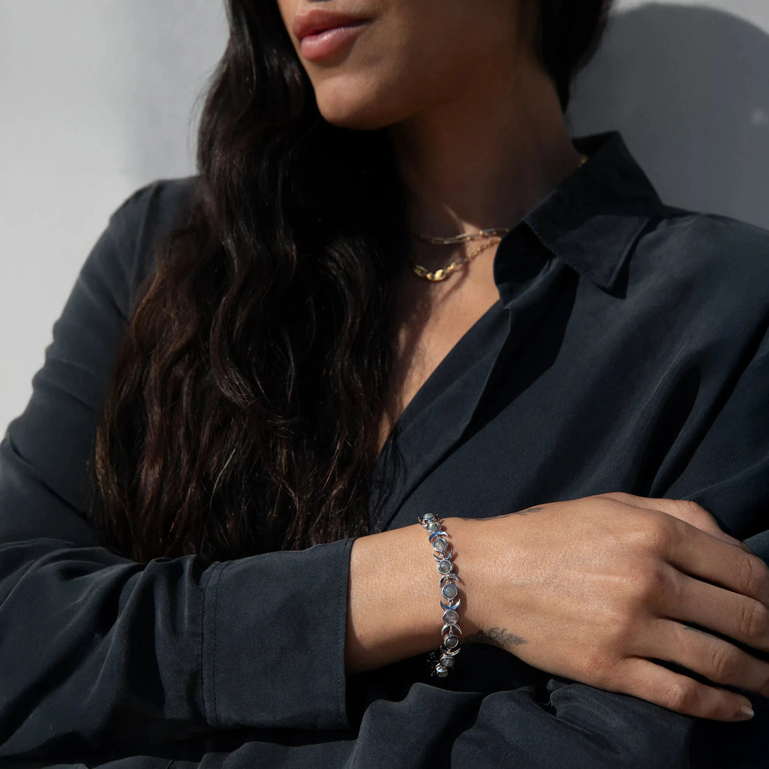 Awe Inspired Bracelets Triple Moon Tennis Bracelet