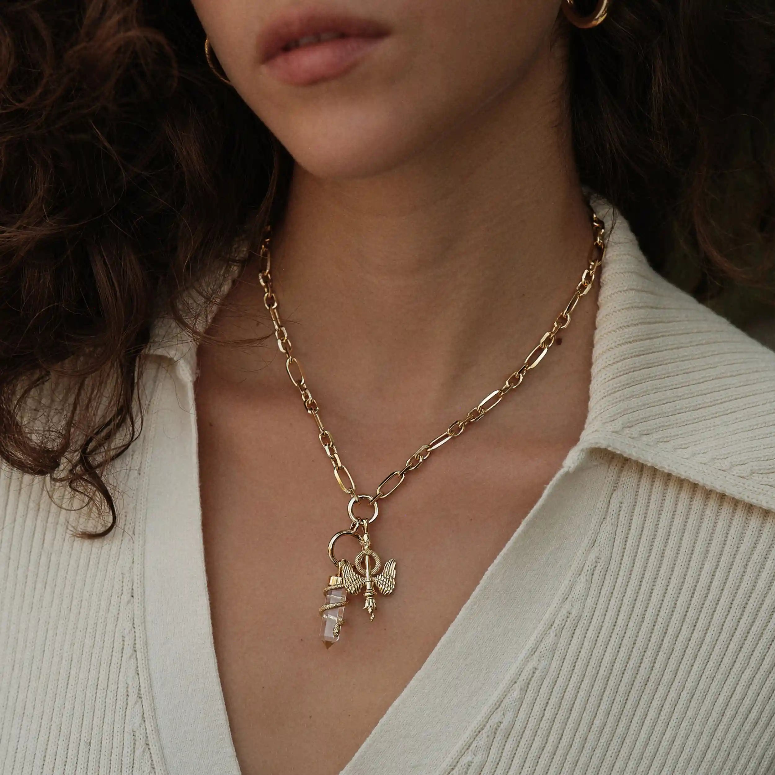 Awe Inspired Crystal Snake Amulet