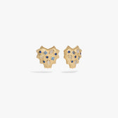 Awe Inspired Earrings 14K Gold Vermeil Blue Gemstone Radiant Heart Studs