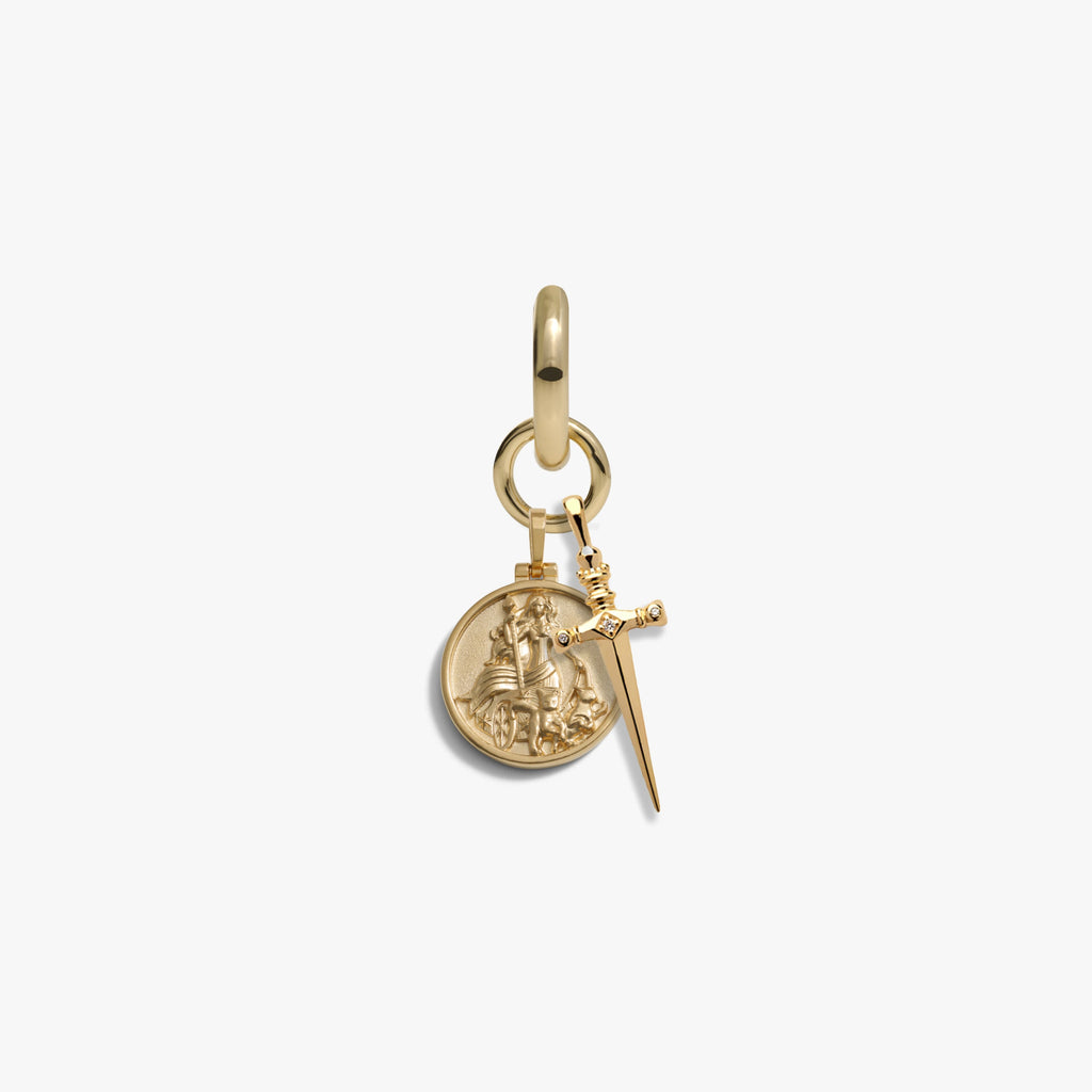 Awe Inspired Earrings 14K Gold Vermeil / Freya Warrior Goddess Charm Earring