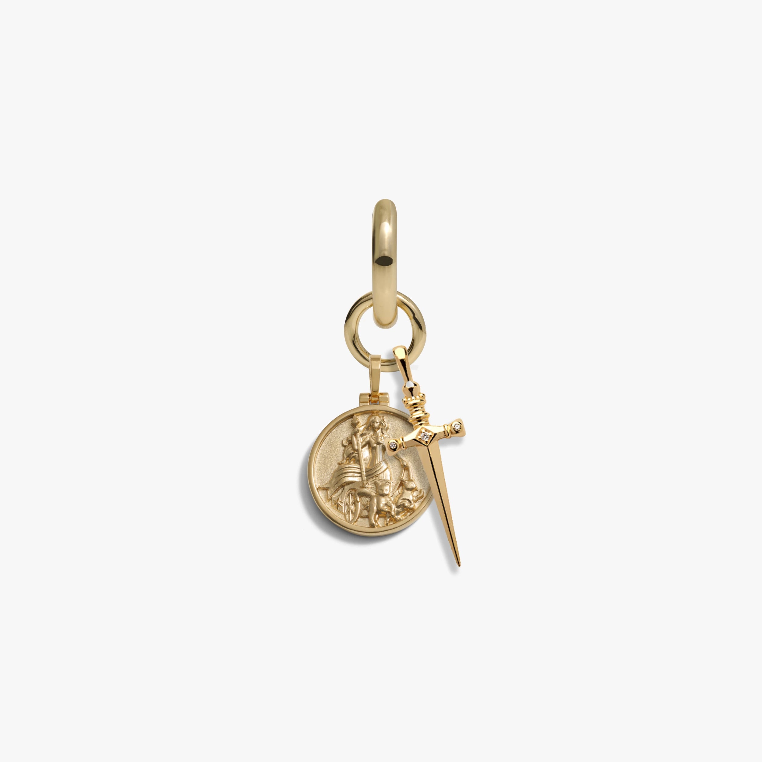 Awe Inspired Earrings 14K Gold Vermeil / Freya Warrior Goddess Charm Earring