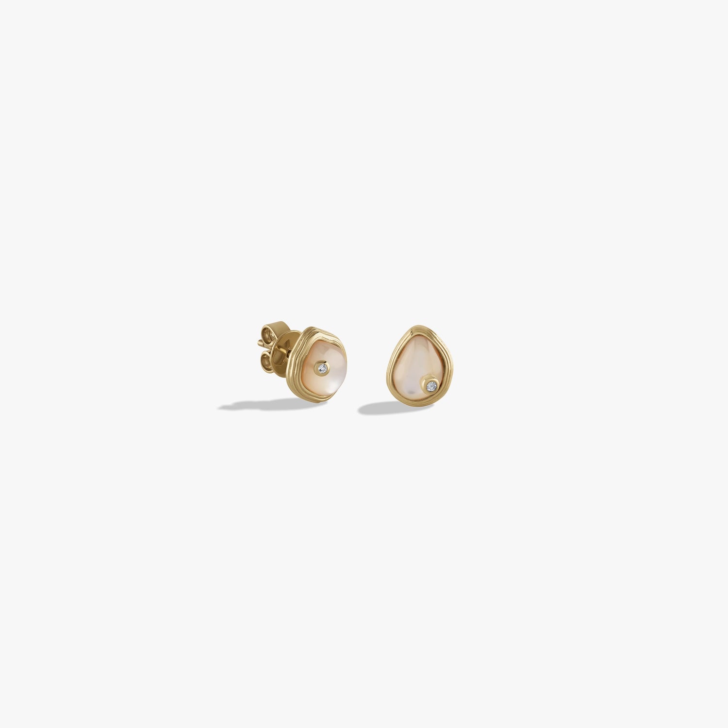 Awe Inspired Earrings 14K Gold Vermeil / Mother of Pearl Organic Pearl Gemstone Studs