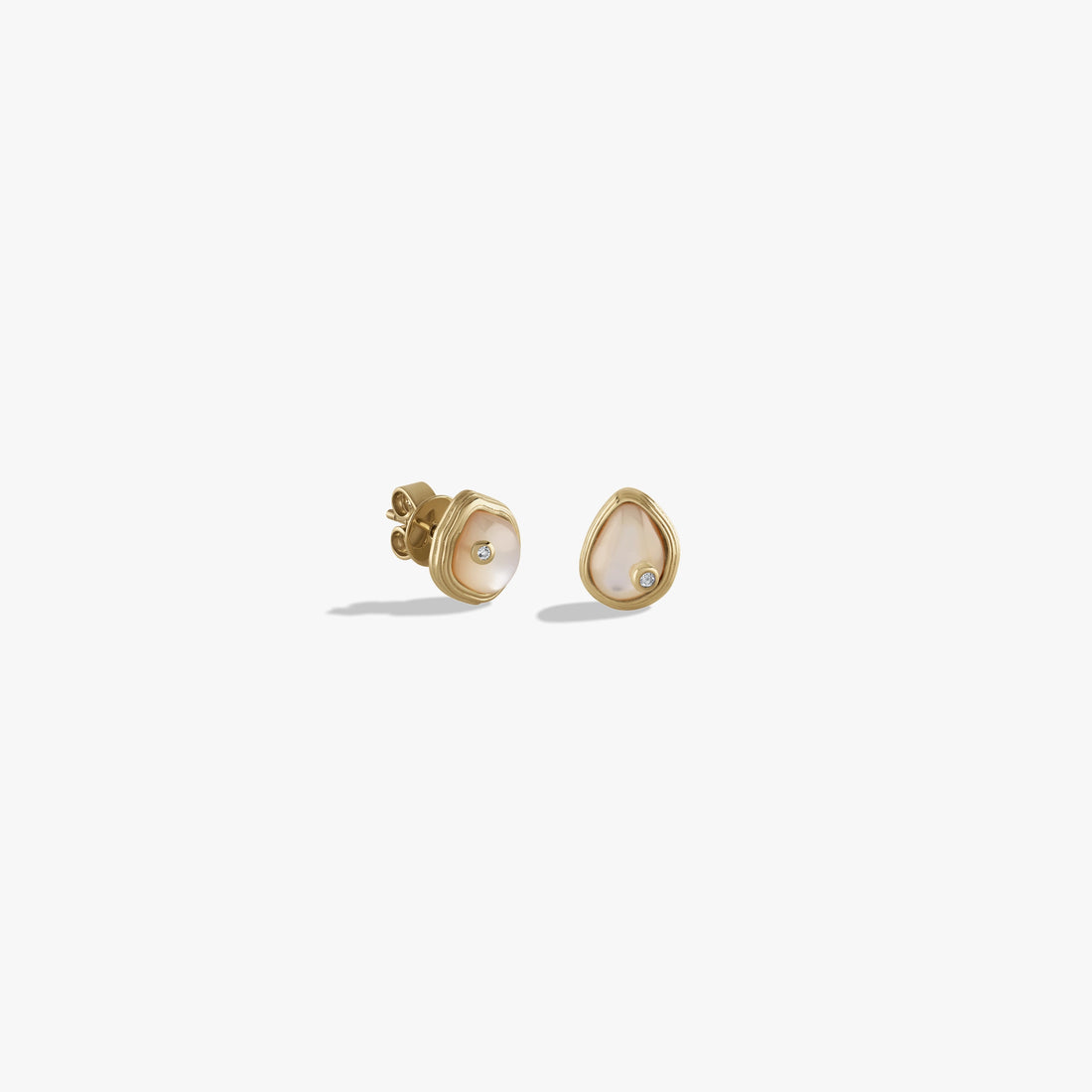 Awe Inspired Earrings 14K Gold Vermeil / Mother of Pearl Organic Pearl Gemstone Studs