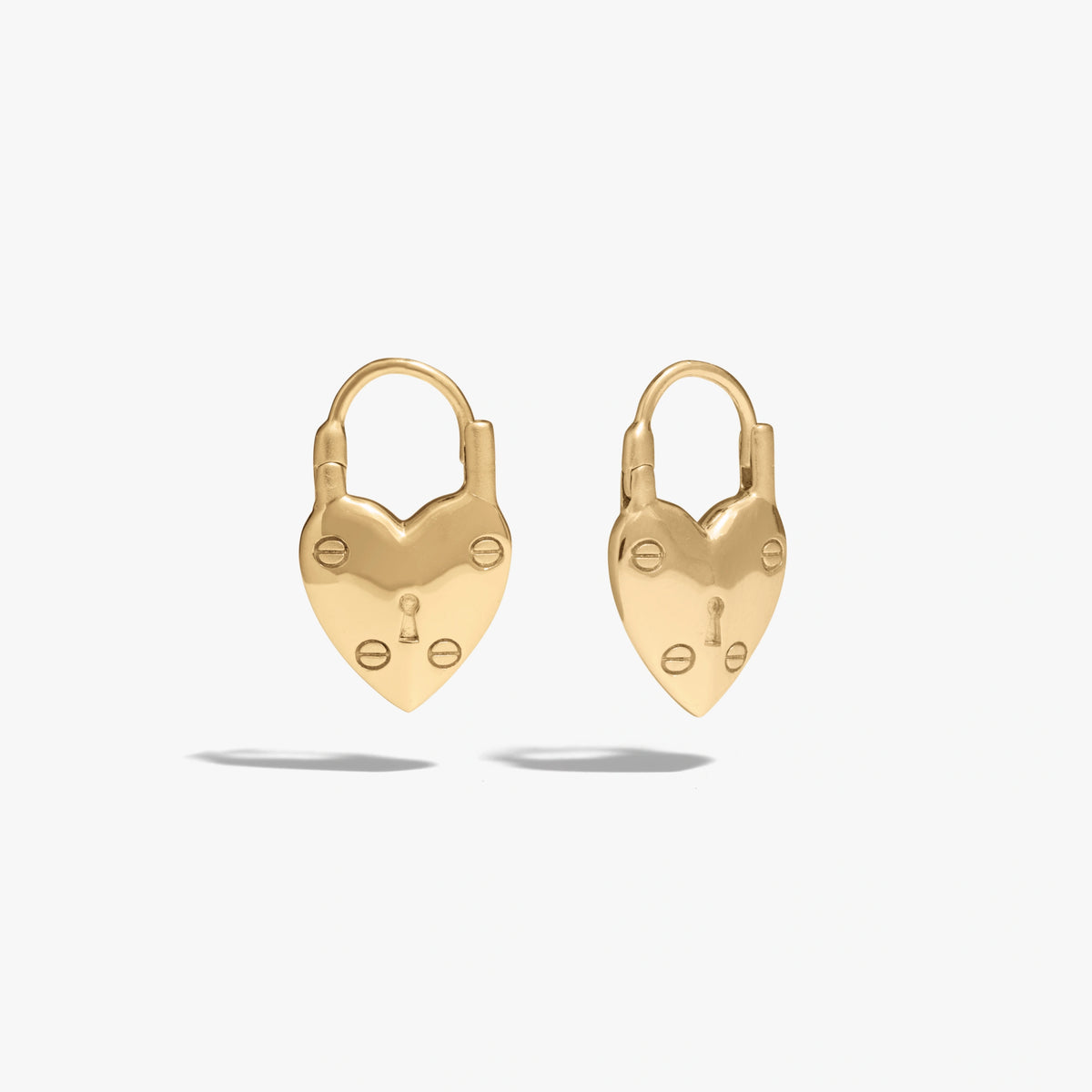 Awe Inspired Earrings 14K Gold Vermeil Padlock Heart Huggies