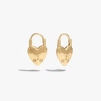 Awe Inspired Earrings 14K Gold Vermeil Padlock Heart Huggies