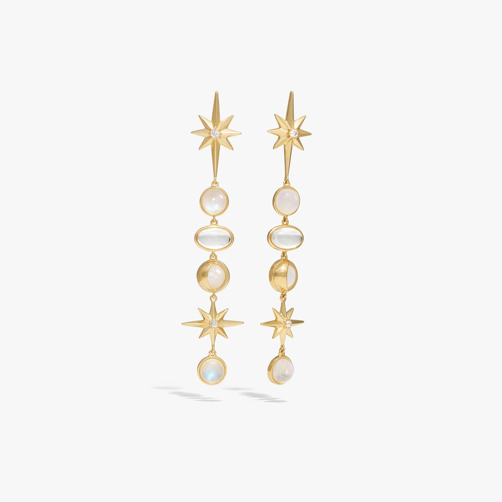 Awe Inspired Earrings 14K Gold Vermeil / Pair Midnight Reflection Drop Earrings