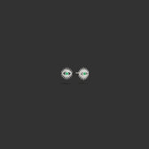 Awe Inspired Earrings 14k White Gold / Emerald / Pair Diamond Evil Eye Studs