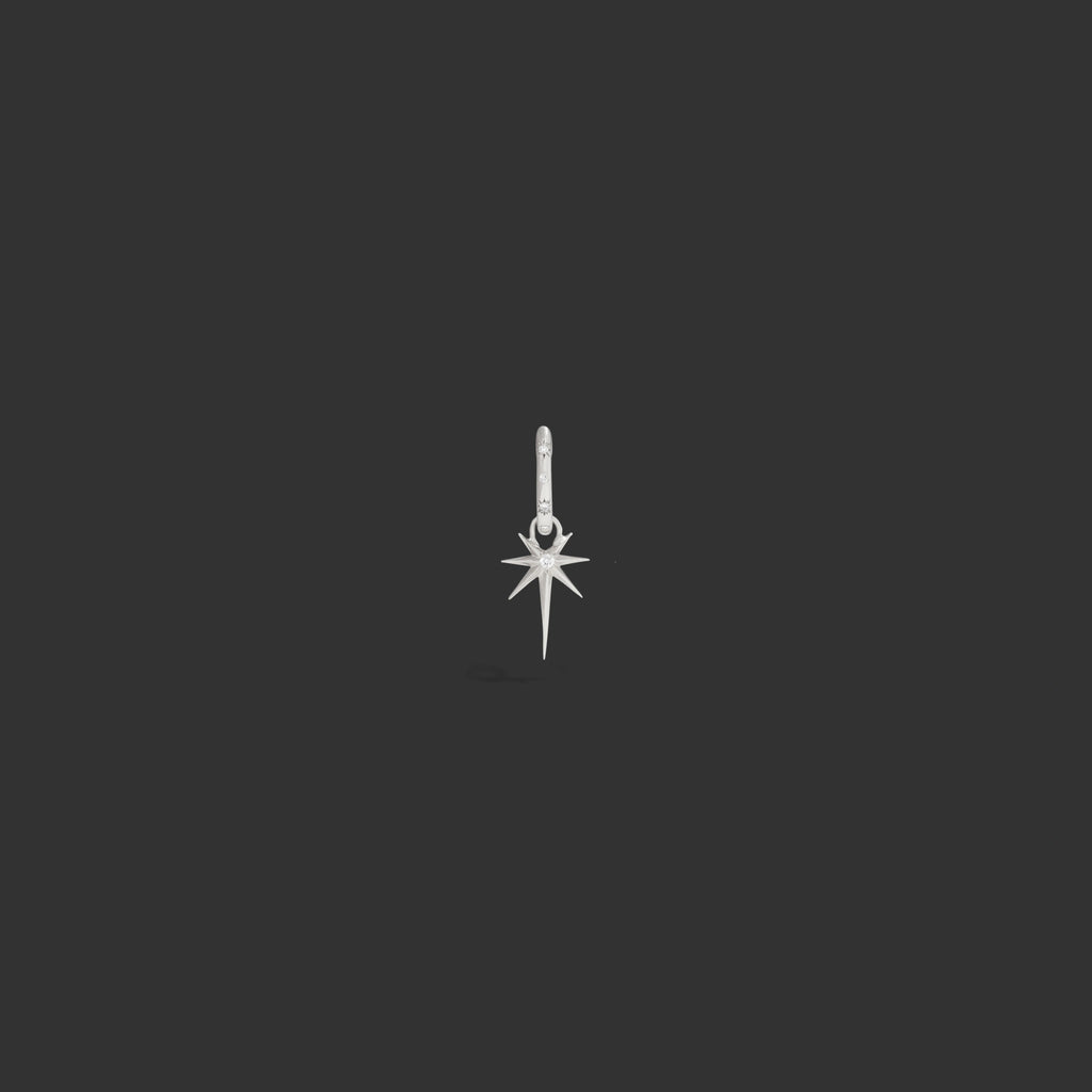 Awe Inspired Earrings 14k White Gold / Single Diamond Star Huggies