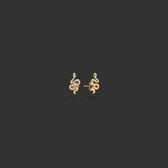 Awe Inspired Earrings 14K Yellow Gold / Pair Emerald Snake Studs