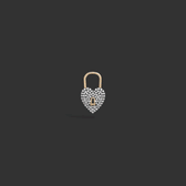 Awe Inspired Earrings 14K Yellow Gold Pavé Diamond Padlock Heart Huggie