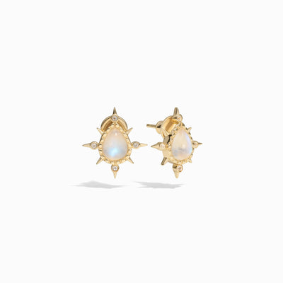 Awe Inspired Earrings 14K Yellow Gold Vermeil Compass Pear Studs