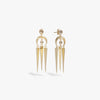 Awe Inspired Earrings 14K Yellow Gold Vermeil Crescent Spike Grey Moonstone Earrings